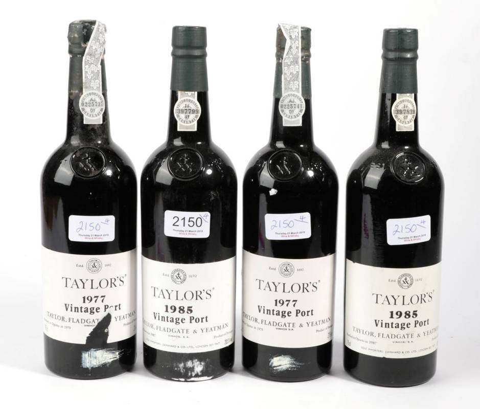 Lot 2150 - Taylors 1977 Vintage Port 2 bottles, Taylors 1985 Vintage Port 2 bottles (4 bottles in total)