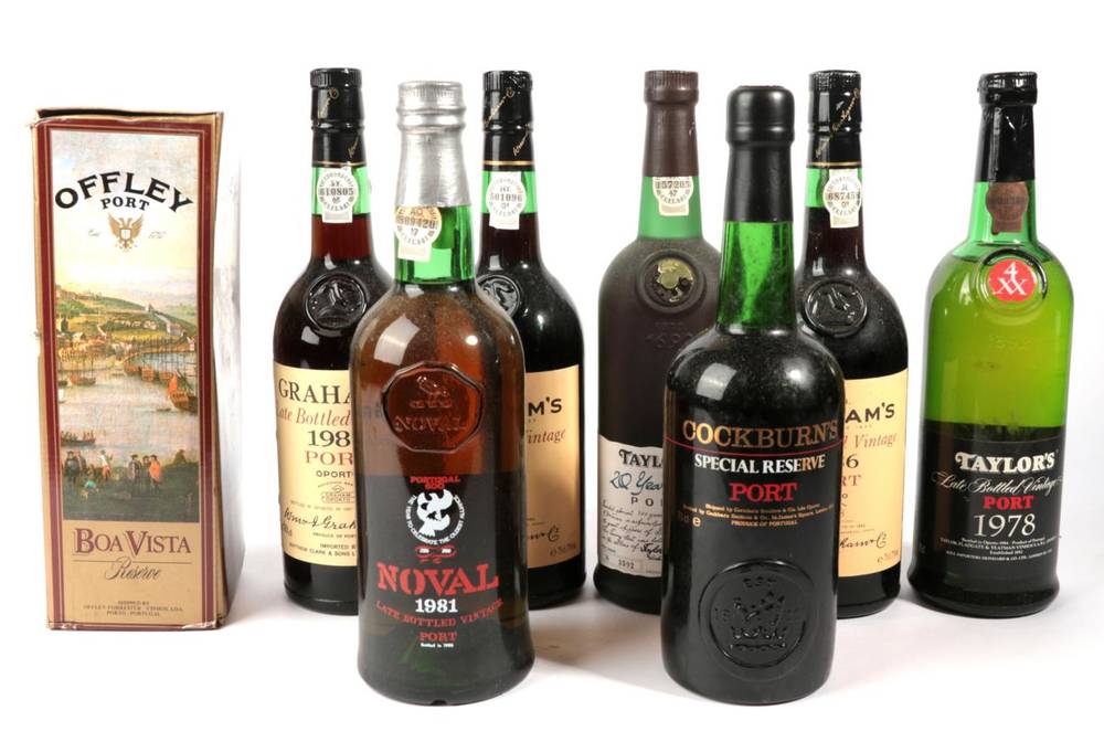 Lot 2153 - A collection of mostly LBV ports, one with colour loss including Graham's 1981 and 1986 (2 bottles)