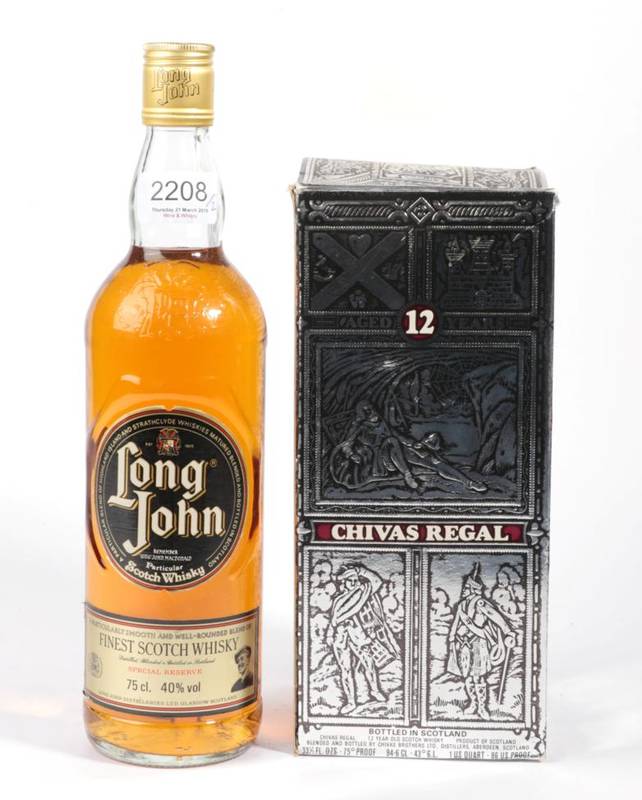Lot 2208 - Chivas Regal 12 year old 88 proof 1 quart bottle, Long John 40% 1 bottle