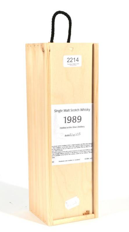 Lot 2214 - Oban 1989 47.8% bottle number 57/258 1 bottle This is a private cask bottling of 24 year old single