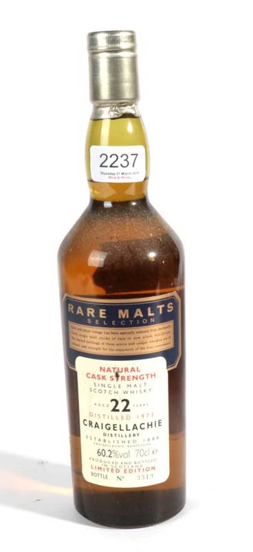 Lot 2237 - Craigellache 60.2% distilled 1973 bottled 19951 bottle