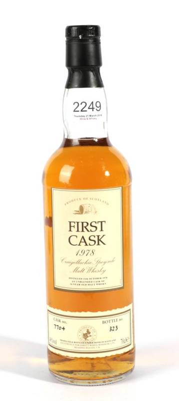 Lot 2249 - Craigellachie 16 year old Single Malt Whisky distilled 1978 Cask no.7704, Bottle no. 323 First Cask