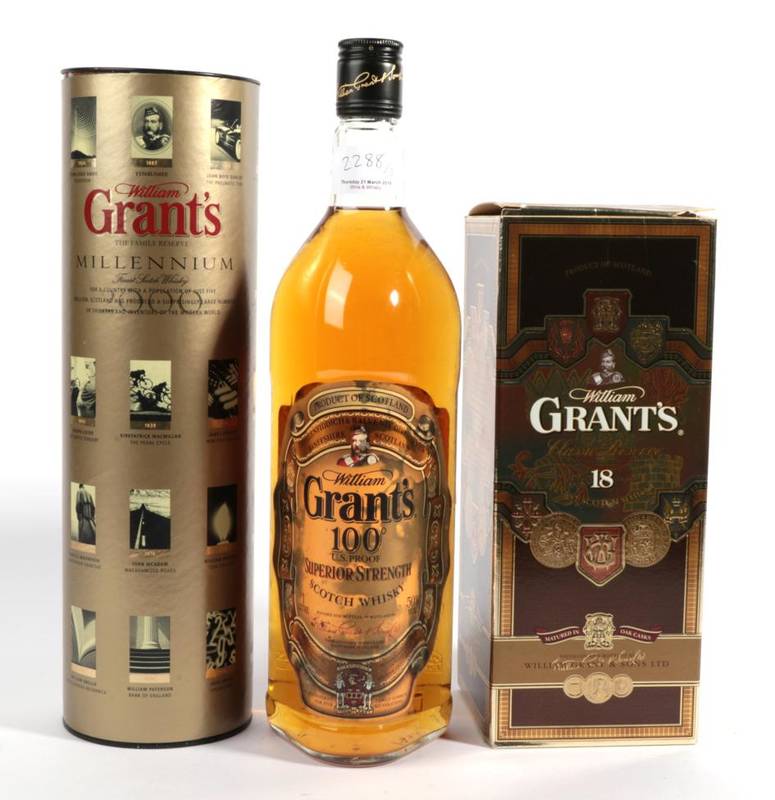 Lot 2288 - W Grant Classic Reserve 18 years old 40% 1 bottle, Grant's Millennium Family Reserve 40% 1...
