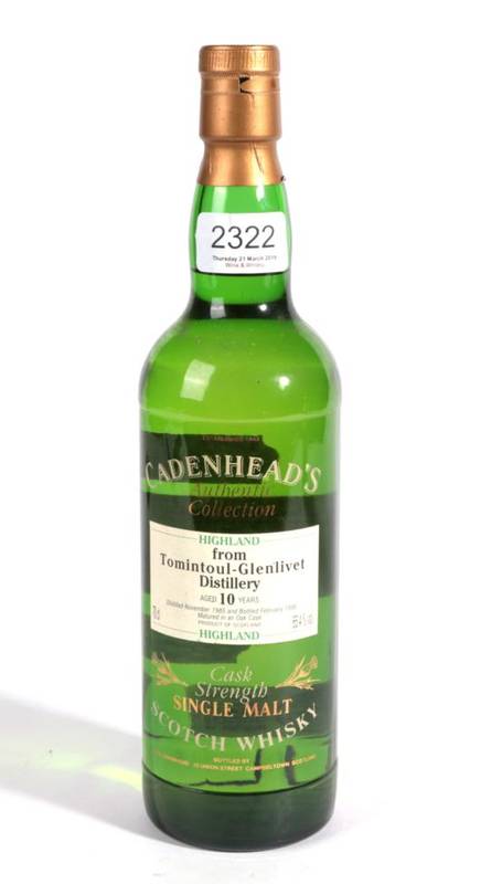 Lot 2322 - Tomintoul-Glenlivet 10 years old 65.4% distilled 1985 bottled 1996 Cadenheads 1 bottle