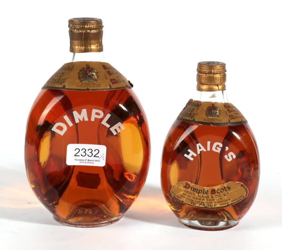 Lot 2332 - Haig Dimple 1950's spring cap 1 bottle and 1 half-bottle (1½ bottles in total)