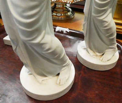 Lot 9 - Three Royal Copenhagen bisque porcelain classical figures, blue painted marks and impressed...