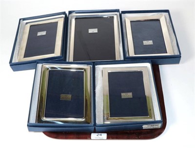 Lot 24 - Five modern rectangular silver photograph frames by Carr's Sheffield, all as new and boxed, the...