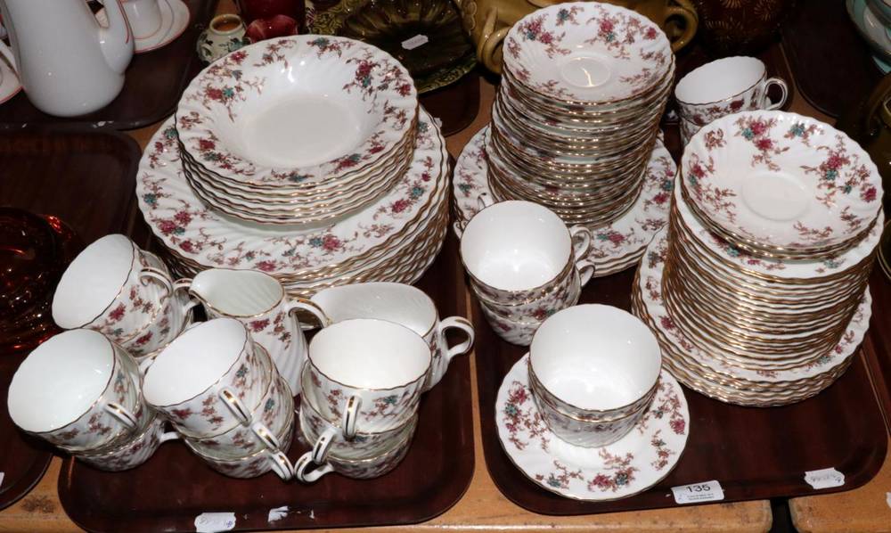 Lot 135 - A Minton Ancestral pattern part tea and dinner service on two trays