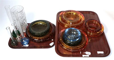 Lot 136 - A collection of Whitefriars glass including a clear bark vase (two trays)