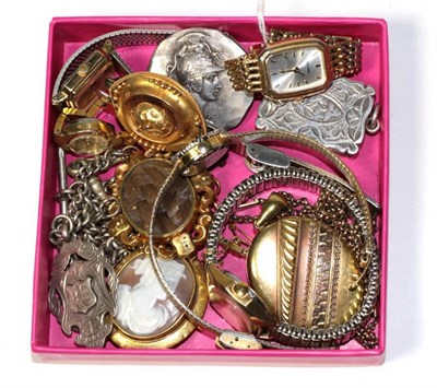 Lot 162 - A Victorian silver vinaigrette, silver watch chain with attached silver medal, five lady's...