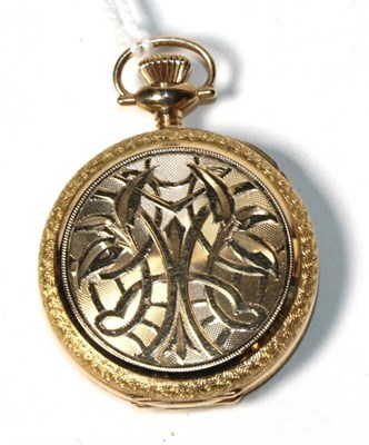 Lot 164 - 14ct gold fob watch with engraved case