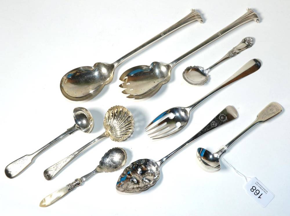 Lot 168 - A pair of Victorian silver fiddle pattern toddy ladles, Aldwinckle & Slater, London 1848;...
