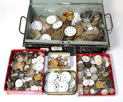 Lot 220 - A quantity of pocket watch movements and a quantity of wristwatch movements, some Omega...