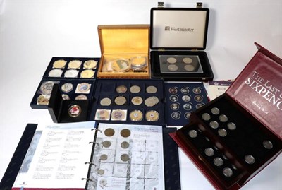 Lot 221 - A number of gold plated cupro-nickel commemorative medallions, some with selected colouring...