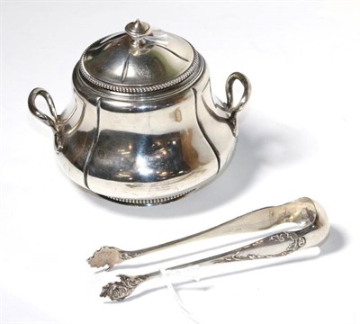 Lot 233 - A French silver twin handled sugar bowl and cover, Charles Harleaux, Paris circa 1900, and a...