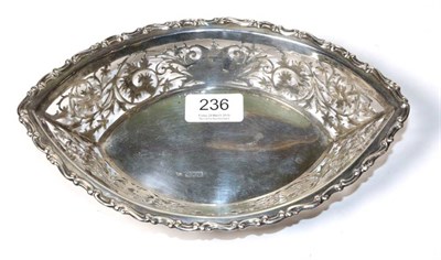 Lot 236 - An Edwardian pierced silver dish, William Neale, Chester 1901, of navette form, pierced with...