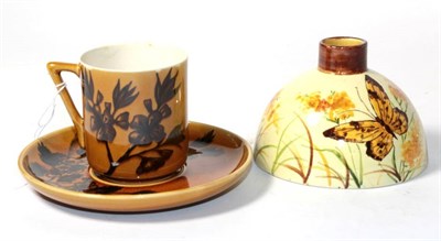 Lot 237 - Christopher Dresser for Linthorpe pottery: a coffee can and saucer number 640 with impressed...