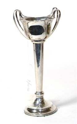 Lot 240 - An Art Nouveau silver posy vase, maker's mark indistinct, London 1912, 22.5cm high, base filled