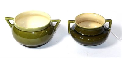 Lot 241 - Christopher Dresser for Linthorpe pottery: a twin-handled green glazed sugar bowl number 763...