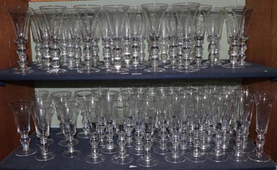 Lot 267 - A part suite of unusually large 20th century table glasses, comprising: goblets in two sizes...