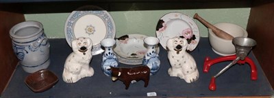 Lot 269 - A pestle and mortar together with a pair of Beswick Staffordshire dogs; a pair of Mason's...