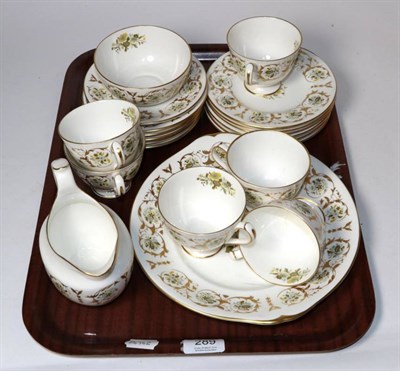 Lot 289 - A Royal Crown Derby gilt highlighted part tea set for six place settings comprising; tea cups,...