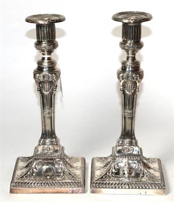 Lot 292 - A pair of electroplated candlesticks of George III style, William Hutton & Sons, late...