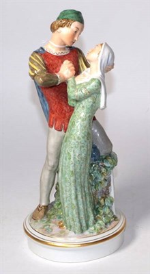 Lot 302 - A Continental porcelain group of Romeo and Juliet, signed G Brandt and initialled HC to base