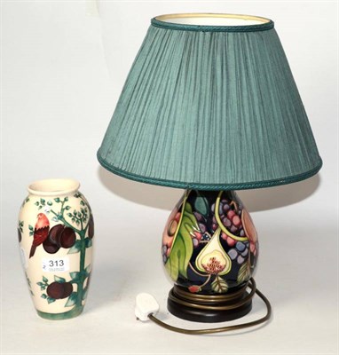 Lot 313 - A modern Moorcroft lamp and a Moorcroft vase