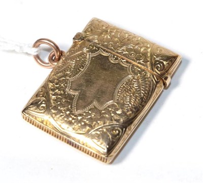 Lot 335 - A 9 carat gold vesta case, by S. Blanckensee & Son Ltd., Birmingham, 1911