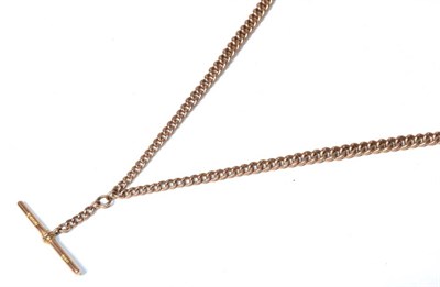 Lot 350 - A 9 carat gold double Albert watch chain with 'T' bar, length 39cm