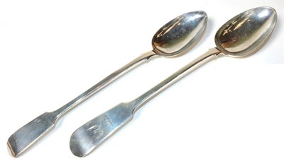 Lot 361 - A Victorian fiddle pattern silver basting spoon, John Walton, Newcastle 1849, engraved with an...