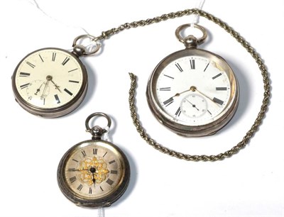 Lot 368 - Three silver pocket and fob watches