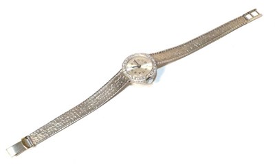 Lot 373 - 9 carat white gold and diamond wristwatch