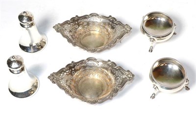 Lot 374 - A pair of George III silver salts, probably Thomas Shepherd, London 1787; a pair of Edwardian...