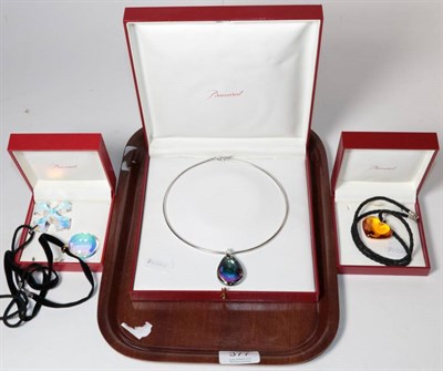 Lot 377 - Baccarat costume jewellery comprising four pendants in three original boxes