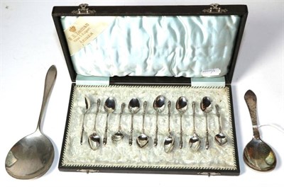 Lot 395 - An Unusual set of twelve Dutch silver coffee spoons, with deer hoof terminals, in a fitted case...