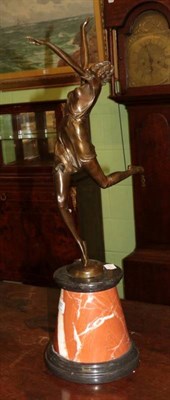 Lot 407 - Art Deco style bronze figure of a lady, raised on marble plinth base, bears signature B.Zach