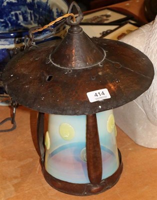 Lot 414 - An Arts & Crafts lantern with vaseline shade