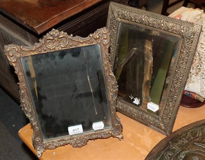 Lot 417 - An easel backed dressing table mirror together with another similar