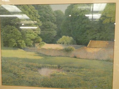 Lot 1012 - Kevin Hughes (b.1947) ''The Pond at Marshfield (Cotswolds)'', watercolour signed lower left and...