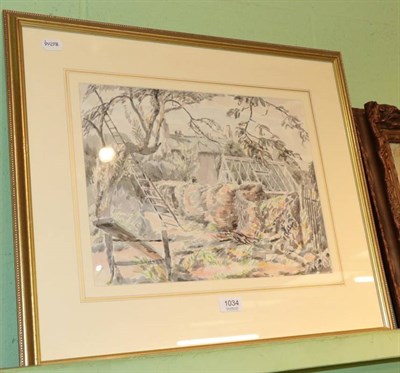 Lot 1034 - Percy Hague Jowett (1882-1955) Garden View, signed, watercolour, 31cm by 41cm