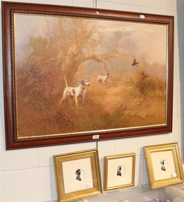 Lot 1064 - Kingman (20th century), Flushing the game, signed, oil on canvas and a trio of silhouettes,...