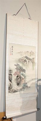 Lot 1073 - Chinese silk scroll landscape painting