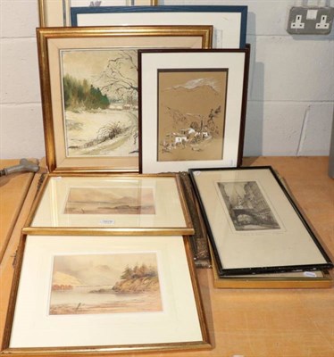Lot 1075 - Pelham Dixon (1859-98), Loch landscapes, a pair, watercolour signed and dated 1897; together...