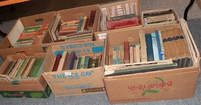 Lot 1092 - Seven boxes of assorted books and maps including Royal interest, Penguin paperbacks and...