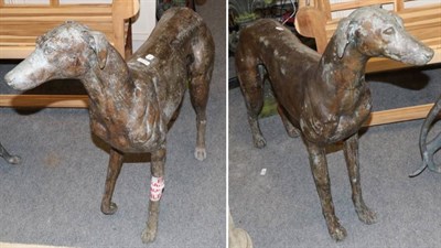 Lot 1171 - A pair of cast metal figures of greyhounds (modern)