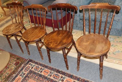 Lot 1177 - Set of four stick-back kitchen chairs