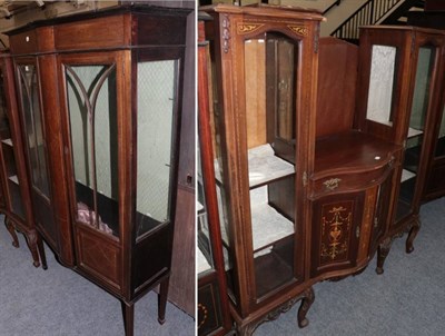 Lot 1214 - A small Edwardian display cabinet; and a bow fronted example (2)