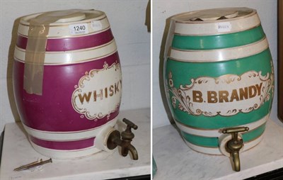 Lot 1240 - Two Victorian pottery spirit barrels with brass taps